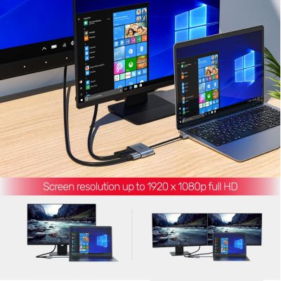 6. UNITEK V1304A Cable Adapter 0.15m USB Type-A HDMI + VGA (D-Sub) Gray