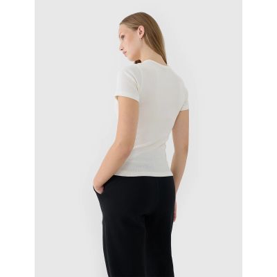 3. Women's slim ribbed t-shirt 4F 4FWSS25TTSHF1968-11S