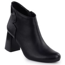 Elegant black leather ankle boots with a block heel, Jezzi OLI21-2