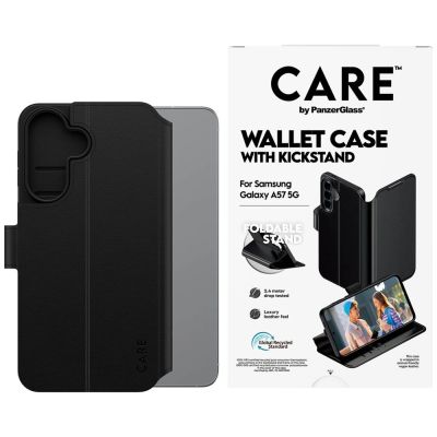 3. CARE by PanzerGlass Feature Wallet Kickstand Case for Samsung Galaxy A57 - Black