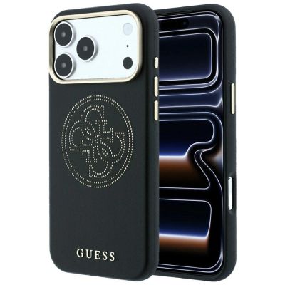 Guess Perforated 4G Gold Logo Magsafe Case for iPhone 17 Pro / 18 Pro - Black