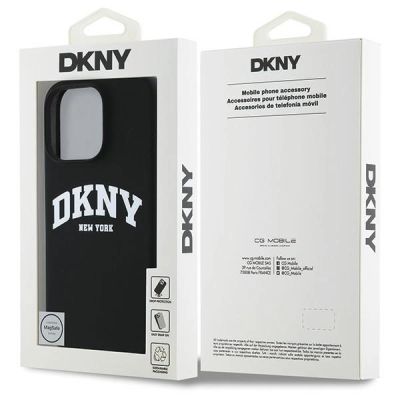 8. DKNY Silicone White Printed Logo MagSafe Case for iPhone 16 Pro Max - Black