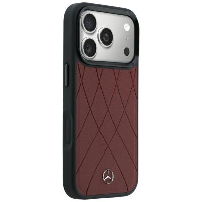 4. Mercedes Leather Crossed Lines MagSafe case for iPhone 17 Pro / 18 Pro - burgundy