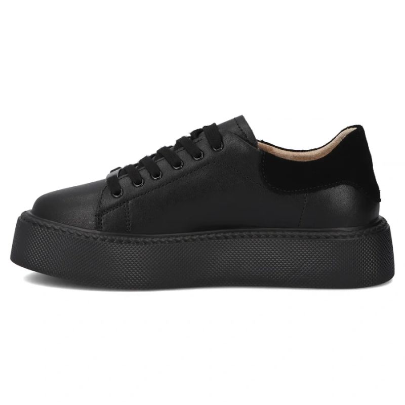 3. Women's leather platform sneakers, black, Filippo DP6119