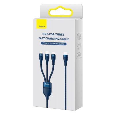 5. Baseus Flash Series II cable USB Type C / USB Type A - USB Type C / Lightning / micro USB 100 W 1.5 m blue (CASS030203)