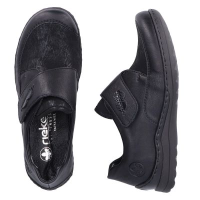 12. Rieker 48954-00 comfortable black women's shoes with Velcro