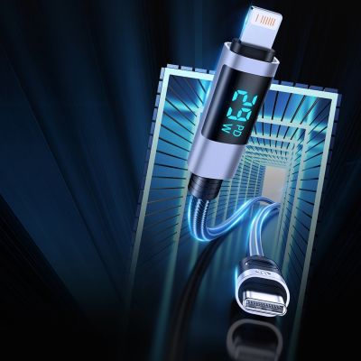 5. Orico LDA2L USB-A to Lightning Cable 12W with LED Display 0.5m - Black and Silver