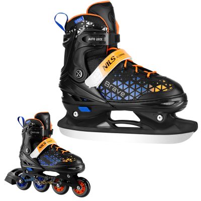 2. NH18190A 4-in-1 BRAVE BLUE-ORANGE ROLLER SKATES SIZE S (29-33) WITH NILS EXTREME HOCKEY BOARD