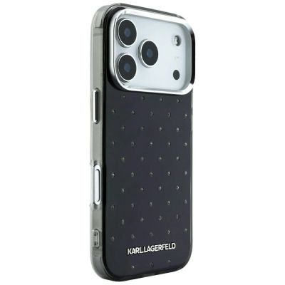4. Karl Lagerfeld IML Rhinestones Allover and Electroplated Logo Case for iPhone 17 Pro / 18 Pro - Black