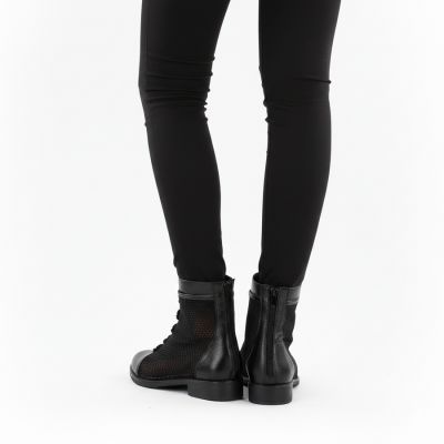 5. Women's mesh ankle boots with flowers, black, Jezzi 130