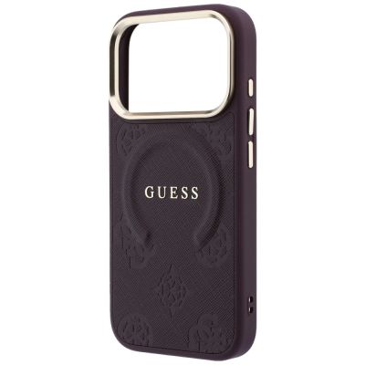 6. Guess Saffiano Peony & Ring MagSafe case for iPhone 17 Pro Max / 18 Pro Max - burgundy