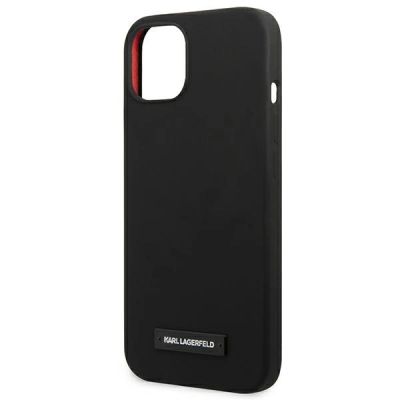 6. Karl Lagerfeld Silicone Plaque Case for iPhone 13 mini - Black