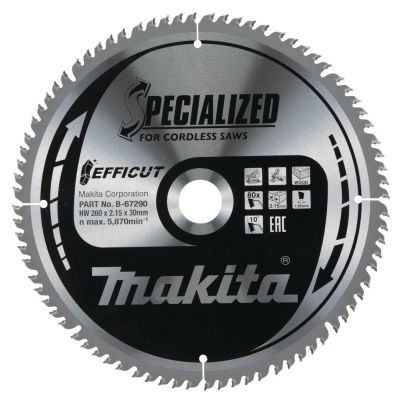 TCT disc Makita B-67240 260X2.15X30mm 10° T80 EFFICUT