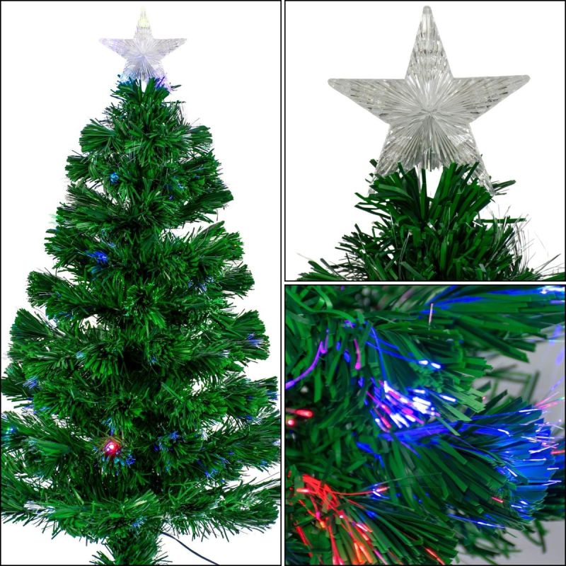 2. DECORATIVE FIBER OPTIC CHRISTMAS TREE MULTICOLOR 90CM