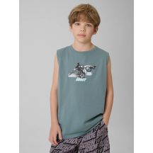 Boy's regular sleeveless T-shirt with print 4F 4FJRSS26TSLEM354-46S