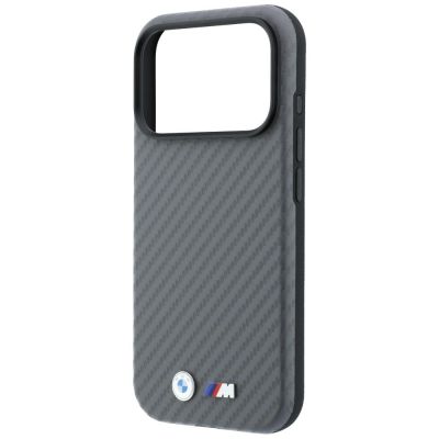 6. BMW M Carbon Metal Logo MagSafe Case for iPhone 17 Pro / 18 Pro - Gray