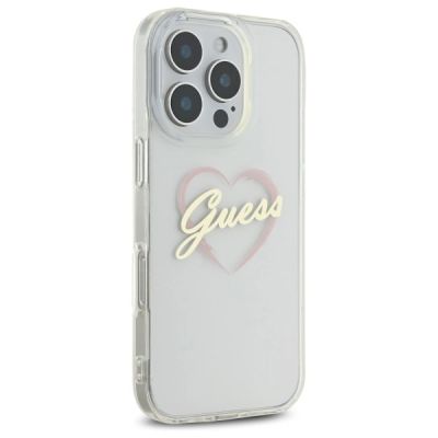 4. Guess IML Heart Case for iPhone 16 Pro - Transparent