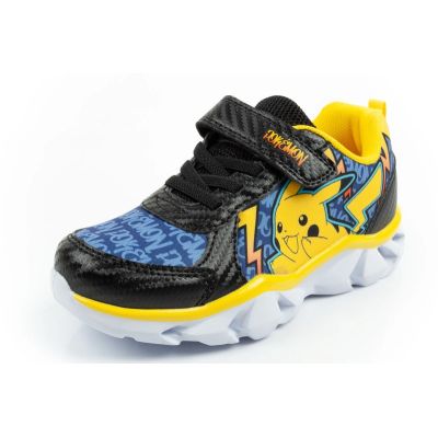 3. Leomil children's sports shoes Pokemon sneakers lightweight with velcro LED black yellow