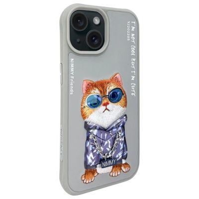 2. Nimmy Glasses Cool Cat iPhone 15 Case - Gray