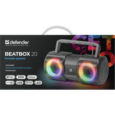 17. DEFENDER BEATBOX 20 BLUETOOTH SPEAKER 20W LIGHT/BT/MIC/FM/USB/TF