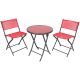 10. BALCONY FURNITURE SET ROUND TABLE AND 2 FOLDING CHAIRS RED
