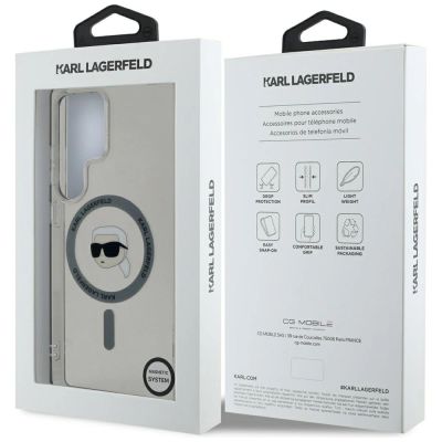 8. Case Karl Lagerfeld Button Karl Head Printed Logo MagSafe Samsung Galaxy S25 Ultra black