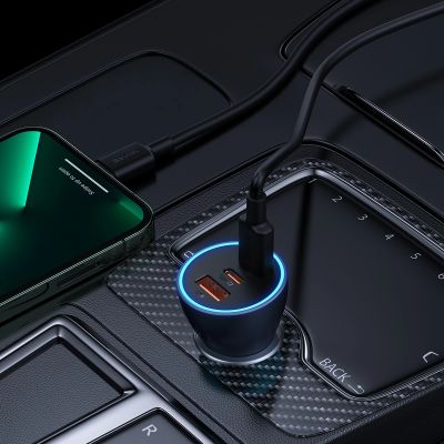9. Baseus Golden Contactor Pro car charger USB-A + 2x USB-C 65W dark gray (CGJP010013)
