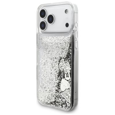 2. Guess Liq case. Glitter Charms for iPhone 17 Pro Max - silver