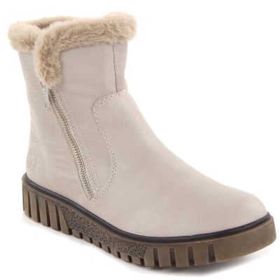 39. Beige women’s ankle boots with fur lining Rieker Y3481-60