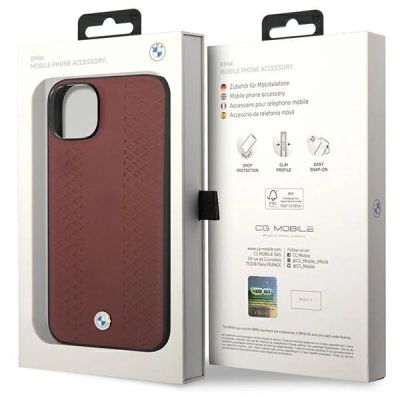 8. Case BMW BMHCP14S22RFGR iPhone 14 6.1" Burgundy/burgundy Leather Diamond Pattern