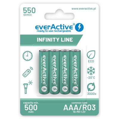 2. EVERACTIVE BATTERIES R03/AAA NI-MH 550 MAH INFINITY LINE - BLISTER 4 PIECES EVHRL03-550