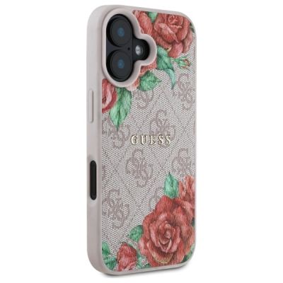 4. Guess GUHMP16SP4ROPEMCP iPhone 16 6.1" pink/pink hardcase 4G Flowers Print MagSafe
