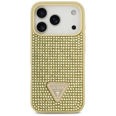 3. Guess Rhinestone Triangle Logo iPhone 17 Pro Case - Gold