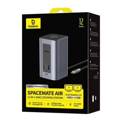 4. Baseus Nomos NU1 Air Spacemate 12-in-1 Docking Station - Gray