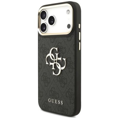 2. Guess 4G Big 4G Classic Logo Big Strap Metal Buttons Case for iPhone 18 Pro Max / 17 Pro Max – Black