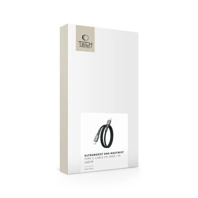 8. Tech-Protect Ultraboost DNA MagTwist USB-C PD Cable 100W / 5A 100 cm - Gray