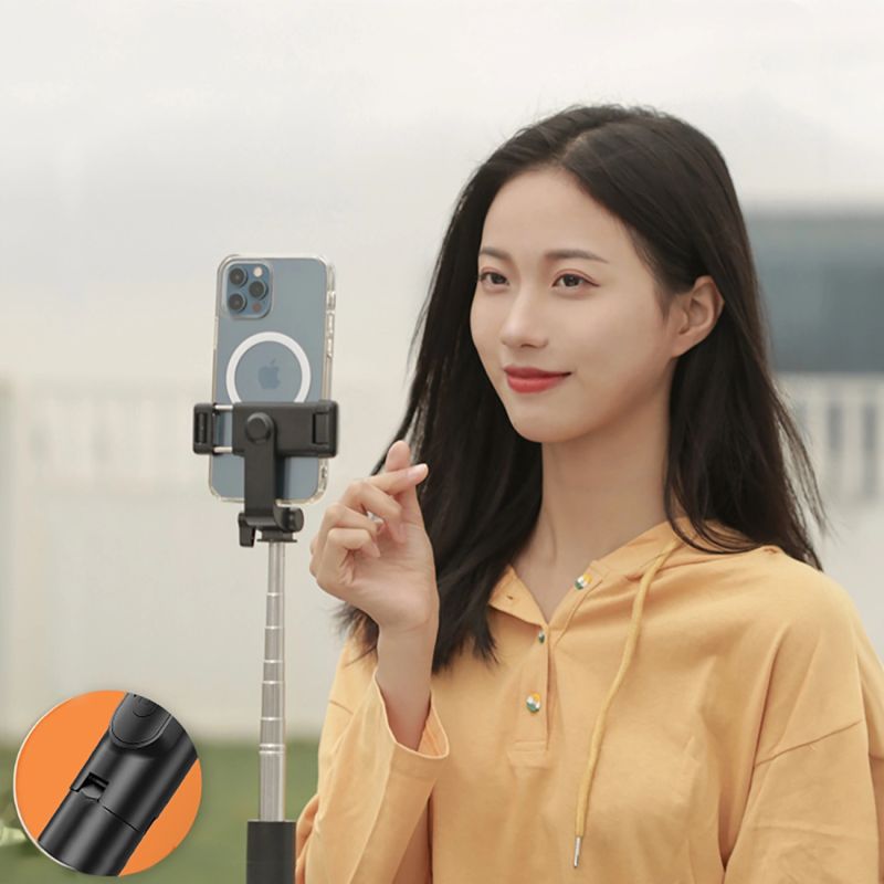 14. Selfie stick WHS1Y telescopic tripod 1m with phone holder - black