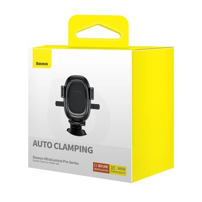 7. Baseus UltraControl Pro Clamp-on Car Holder with Suction Cup/Hook for Air Vent - Black