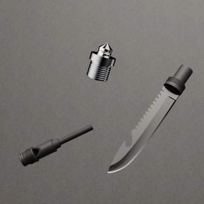 10. Wozinsky WSS-211 survival bushcraft shovel multifunctional knife breaker flint whistle harpoon 21 in 1 - gray