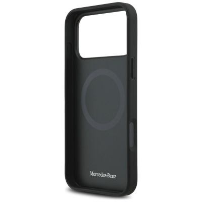 7. Mercedes Leather Star Pattern Stripes MagSafe Case for iPhone 17 Pro Max - Black