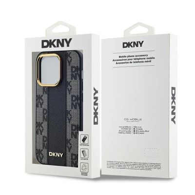 8. DKNY Leather Checkered Mono Pattern MagSafe Case for iPhone 14 Pro Max - Black