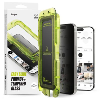 Ringke Easy Slide 2-pack Privacy Glass for iPhone 17 - Black