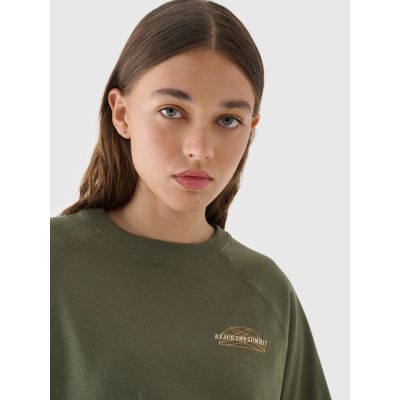 11. Women's oversize printed T-shirt 4F 4FRAW24TTSHF2583-43S