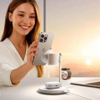 10. Joyroom JR-W23 Qi2 4-in-1 desktop charger with built-in inductive night light - white