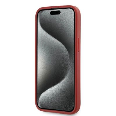 5. Karl Lagerfeld Diagonal Quilted Script case for iPhone 15 / 14 / 13 - red