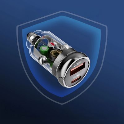 7. Wozinsky 65W Car Charger USB-C PD 65W / USB-A 45W QC 3.0 - Black