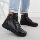 6. Black leather women’s wedge ankle boots Vinceza 39963