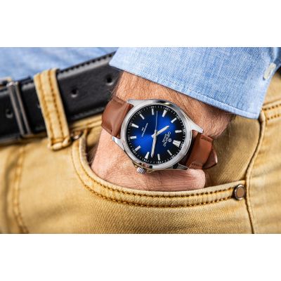 4. Giewont Elegance Sapphire Brown Blue Men's Watch GW5160-A4