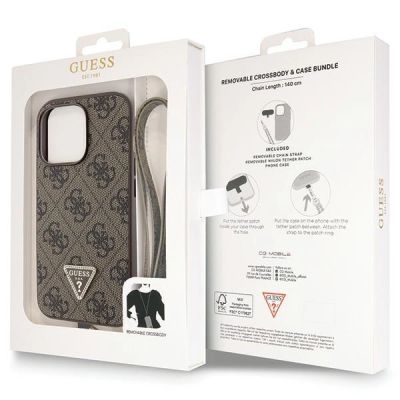 9. Guess GUHCP13LP4TDSCPW Case for iPhone 13 Pro / 13 - Brown Crossbody 4G Metal Logo