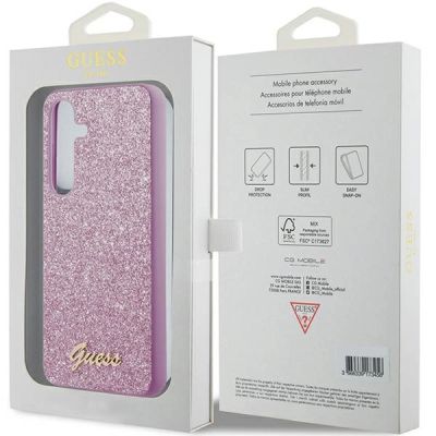 8. Guess Glitter Script case for Samsung Galaxy S24 - purple